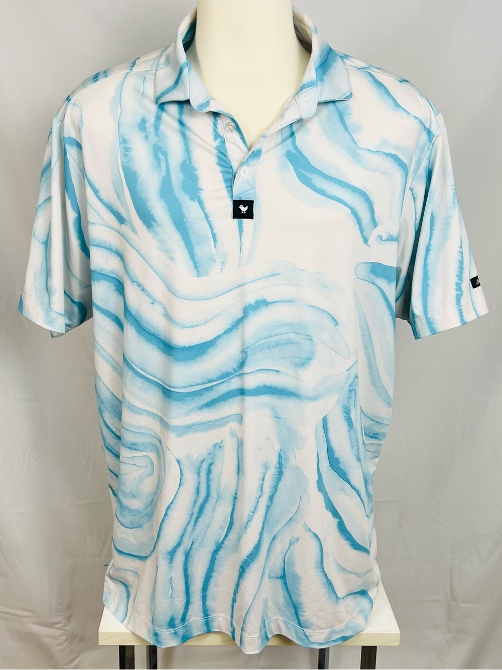 Bad Birdie White and Light Blue Swirl Polo
